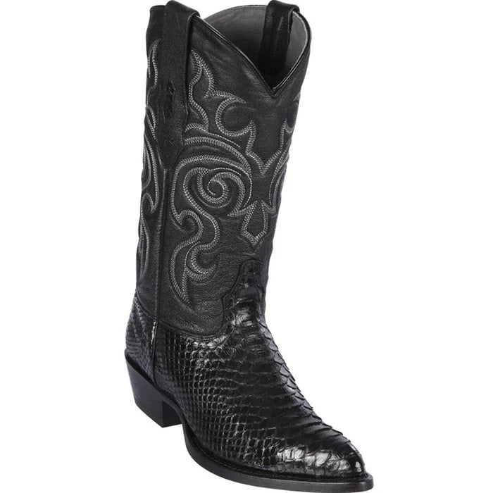Black Python J-Toe Western Boots by Los Altos