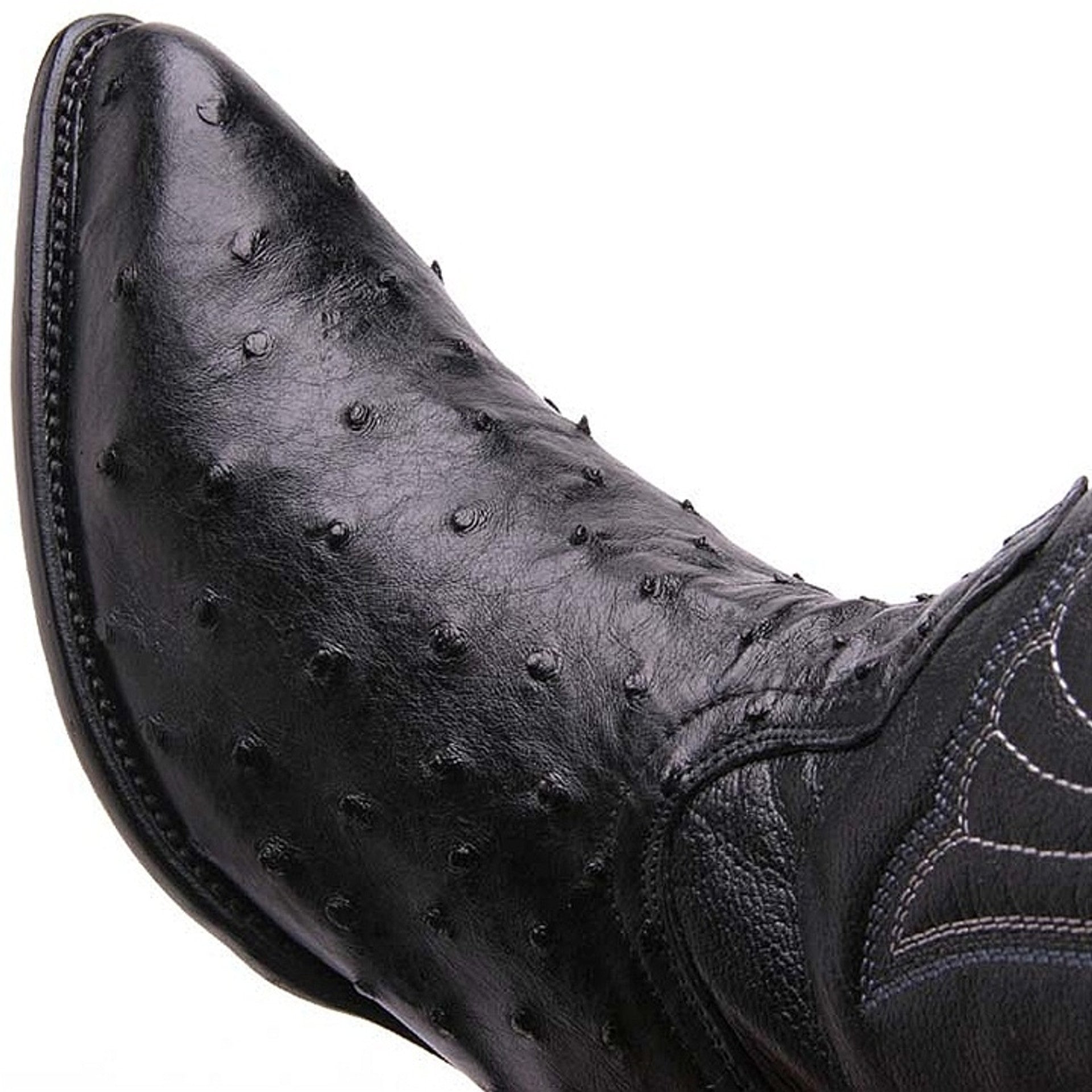 Full Quill Ostrich Black Cowboy Boots for Men