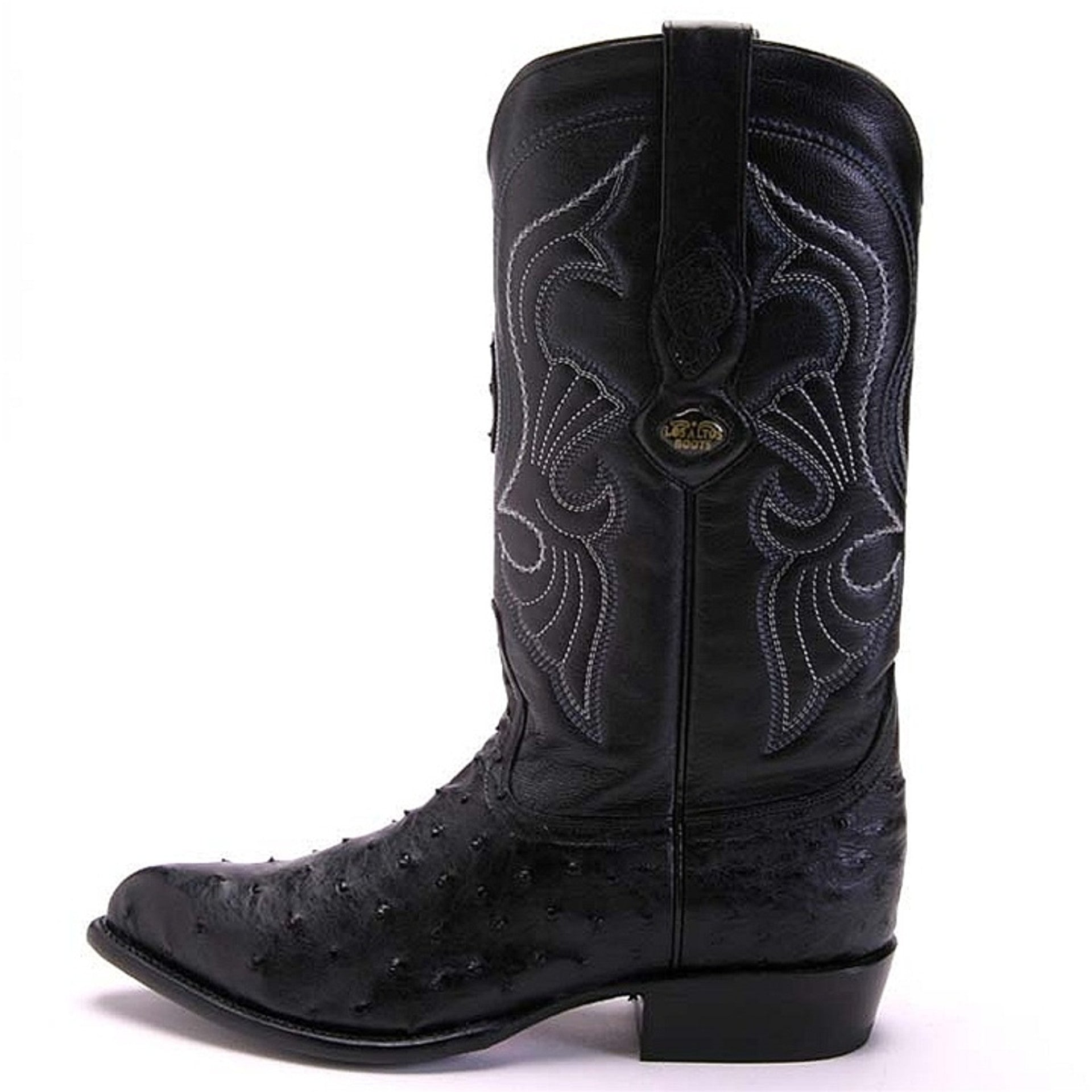 Full Quill Ostrich Black Cowboy Boots for Men