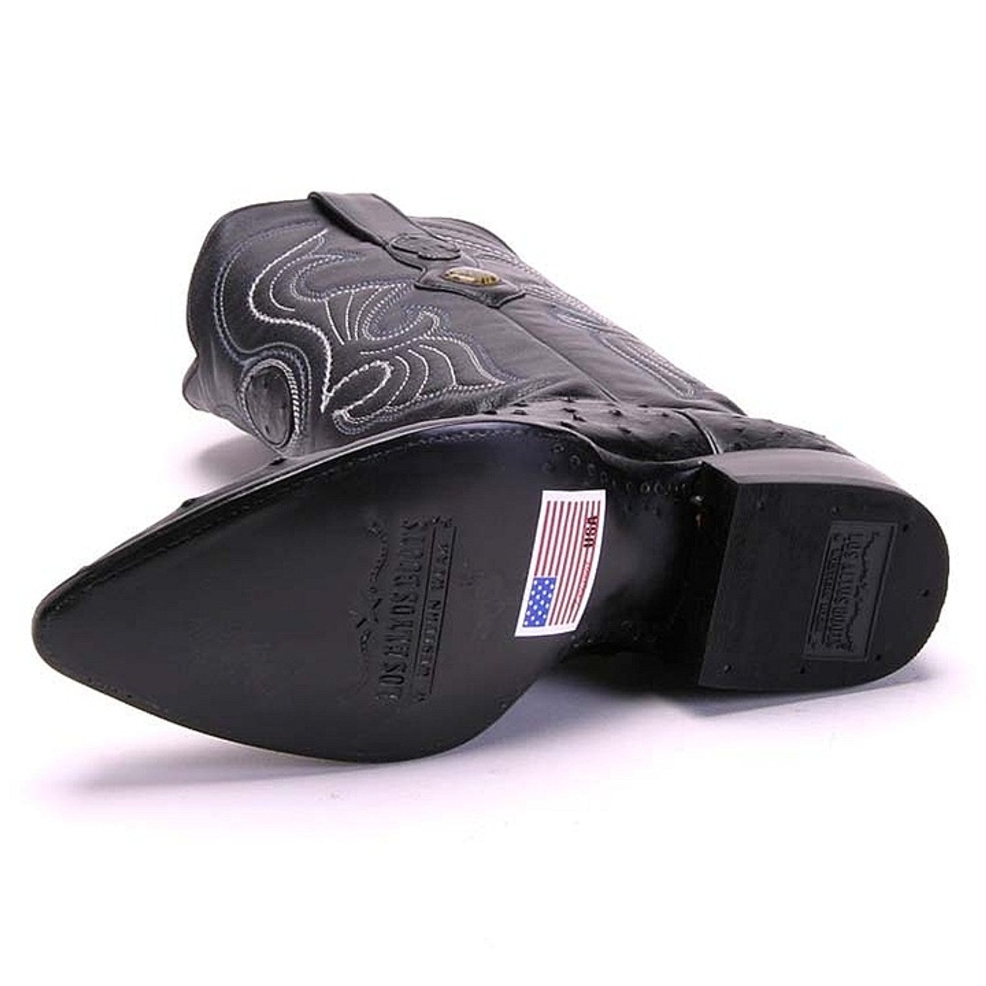 Full Quill Ostrich Black Cowboy Boots for Men