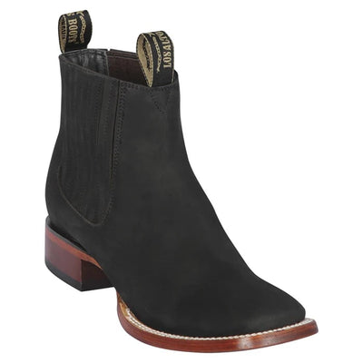 Men's Black Square Toe Ankle Cowboy Boots
