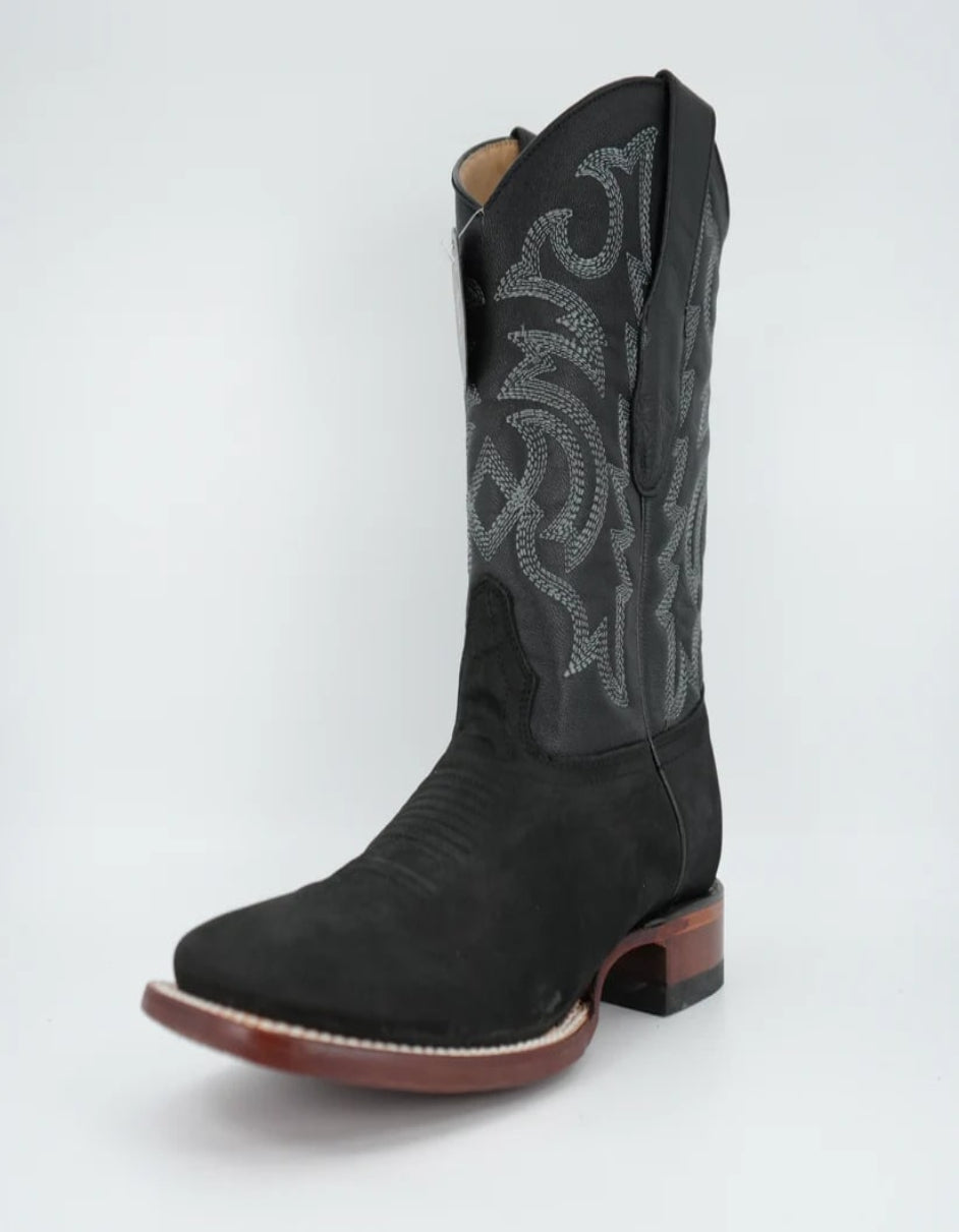 Los Altos Men's Black Nobuck Square Toe Boot