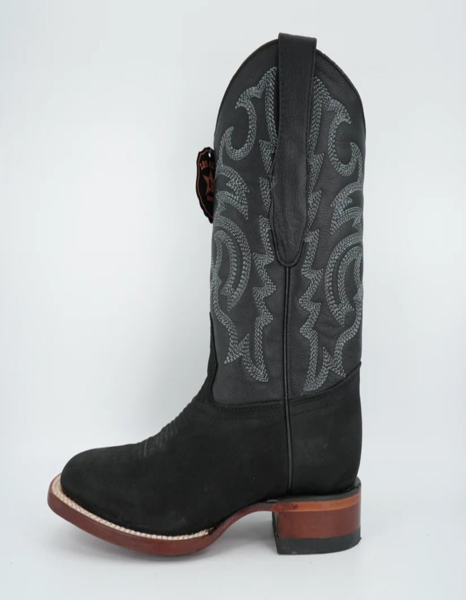 Los Altos Men's Black Nobuck Square Toe Boot