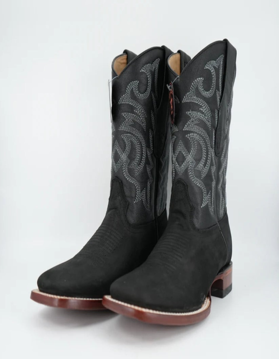 Los Altos Men's Black Nobuck Square Toe Boot