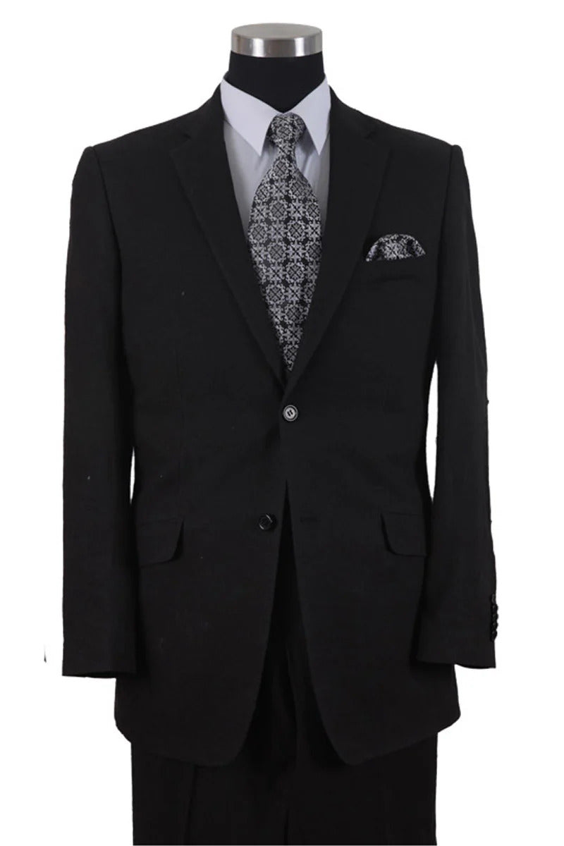 Linen Suit with Elbow Side Vents: 2 Button Black
