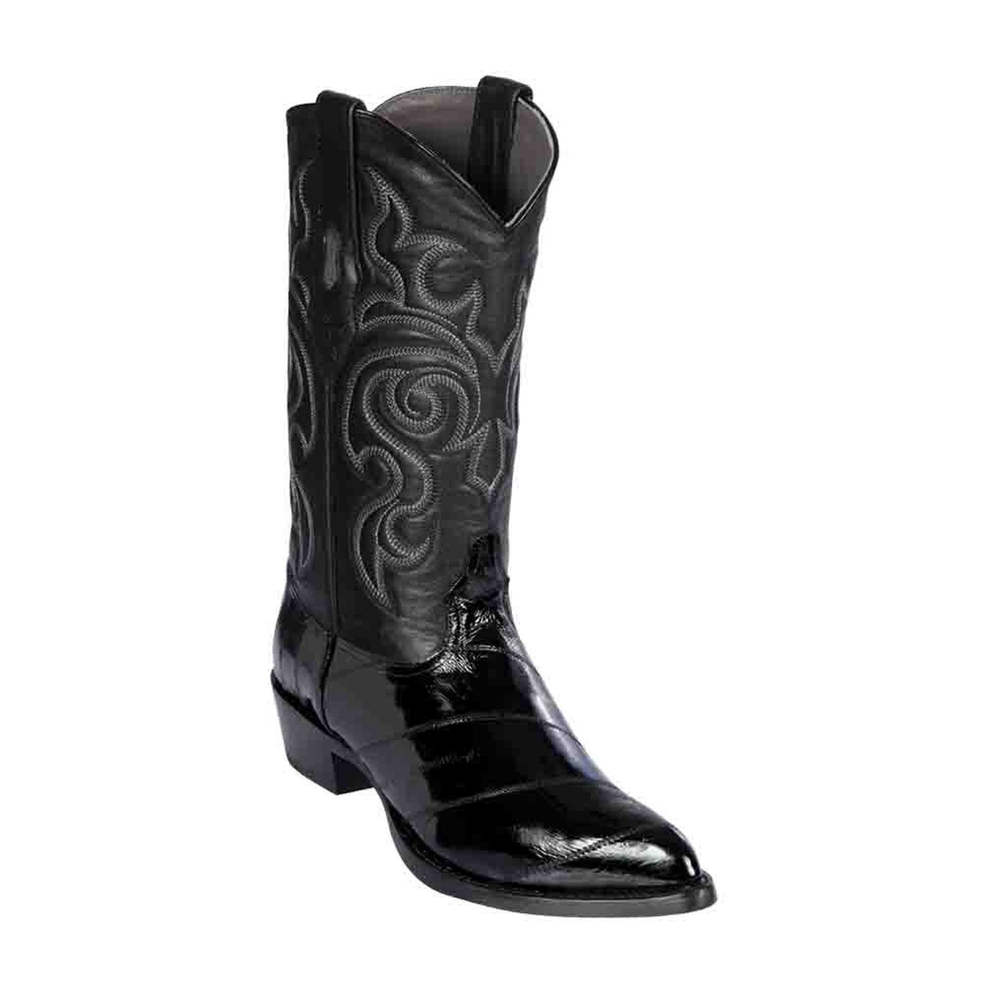 Black Eel Skin J Toe Boots by Los Altos