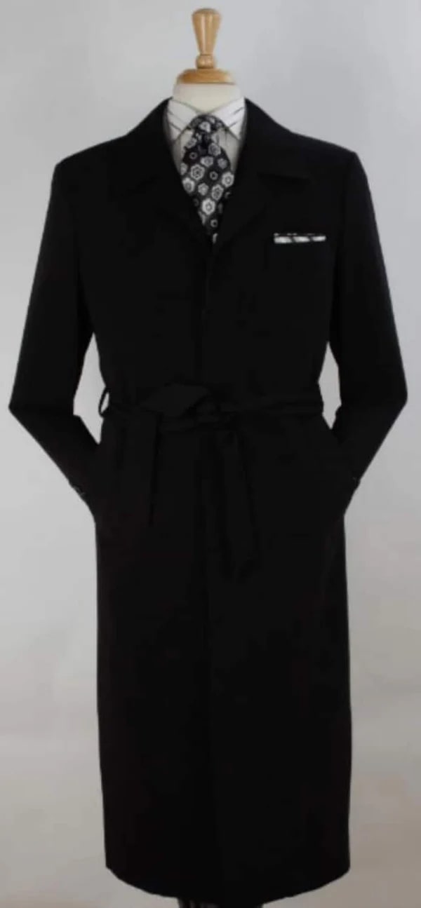 Men's Full Length Black Top Coat