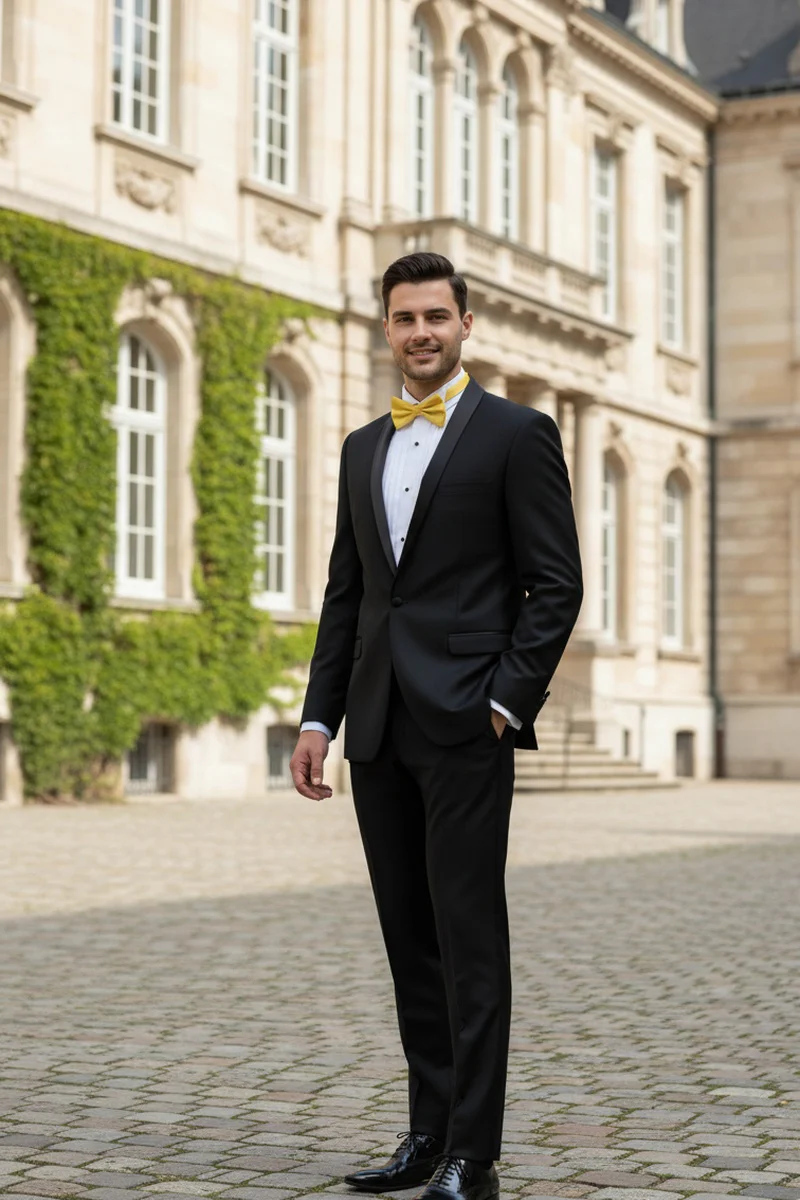 Black Vinci 1-Button Shawl Tuxedo