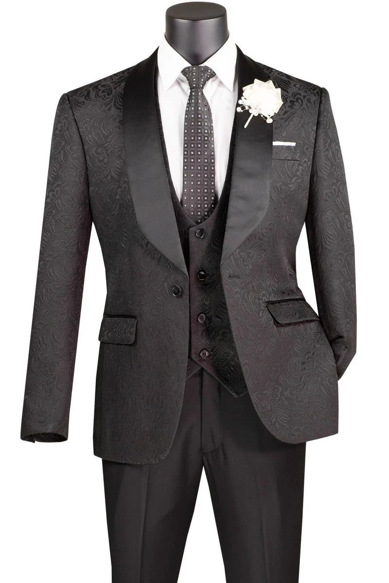 Black Vinci 1-Button Shawl Tuxedos