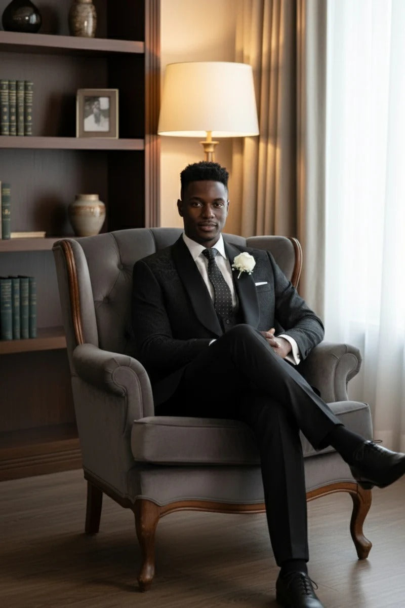 Black Vinci 1-Button Shawl Tuxedos