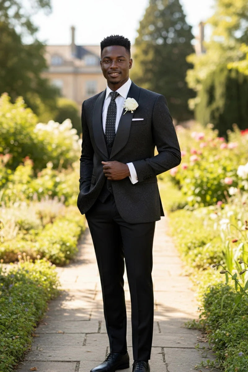 Black Vinci 1-Button Shawl Tuxedos