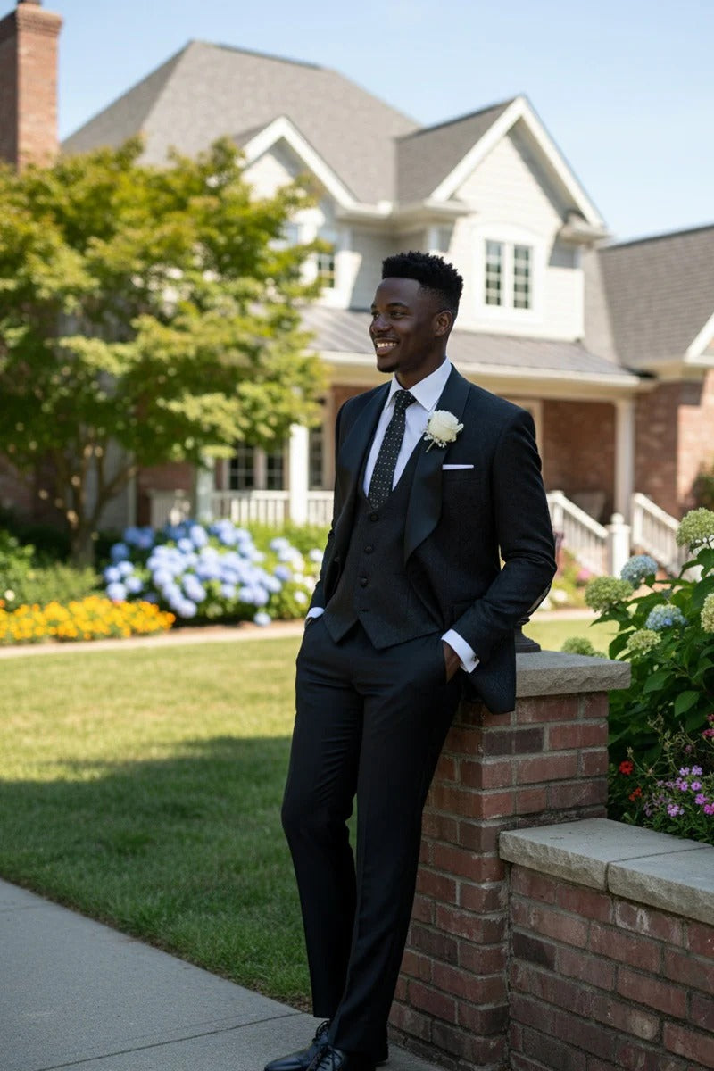 Black Vinci 1-Button Shawl Tuxedos