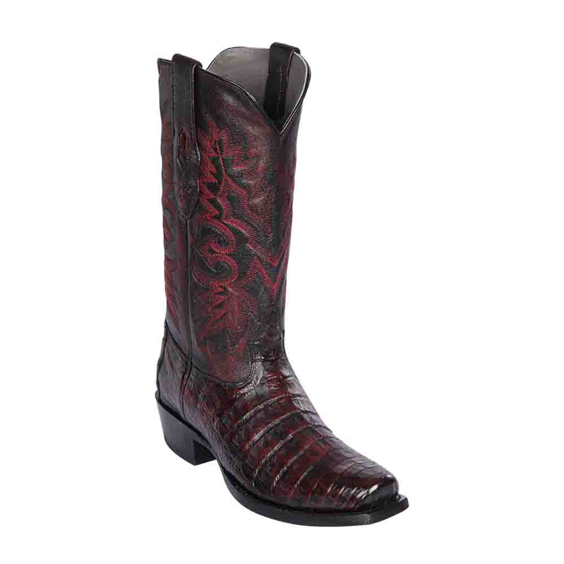 Los Altos Black & Cherry Caiman 7 Toe Boots