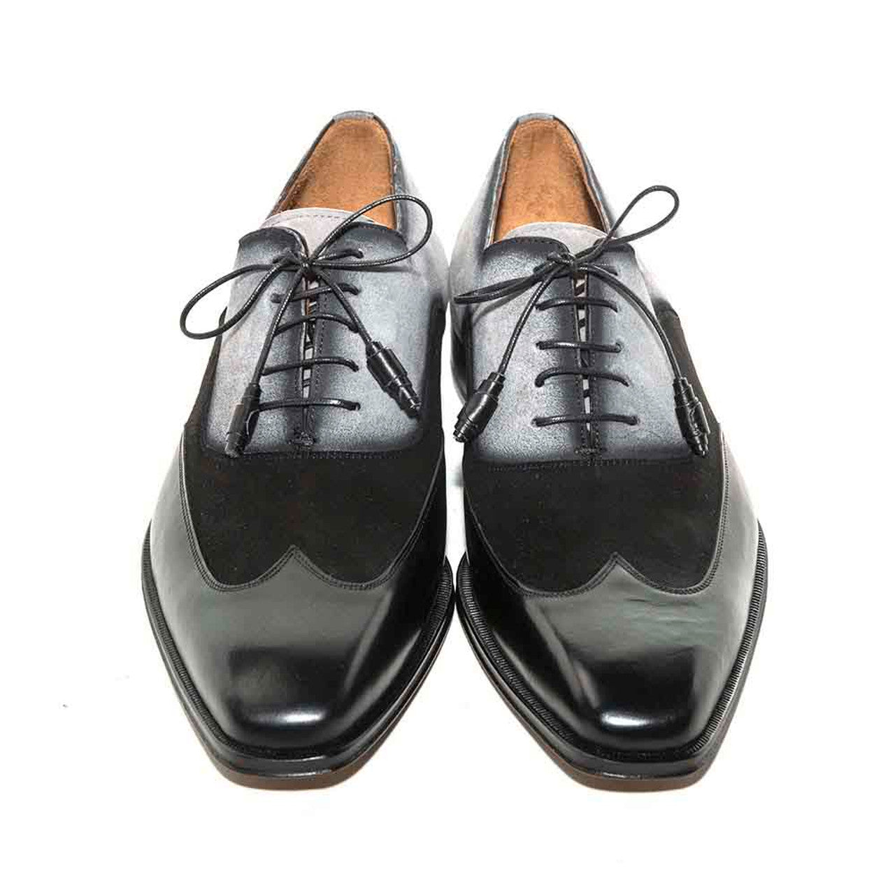 Mezlan Black & Grey Suede Wing Tip Oxford
