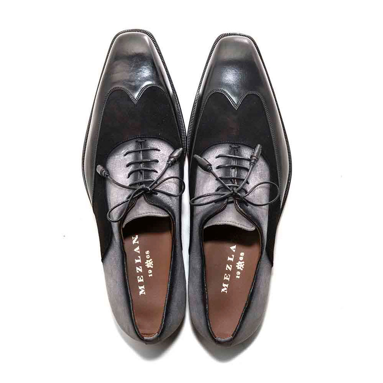 Mezlan Black & Grey Suede Wing Tip Oxford
