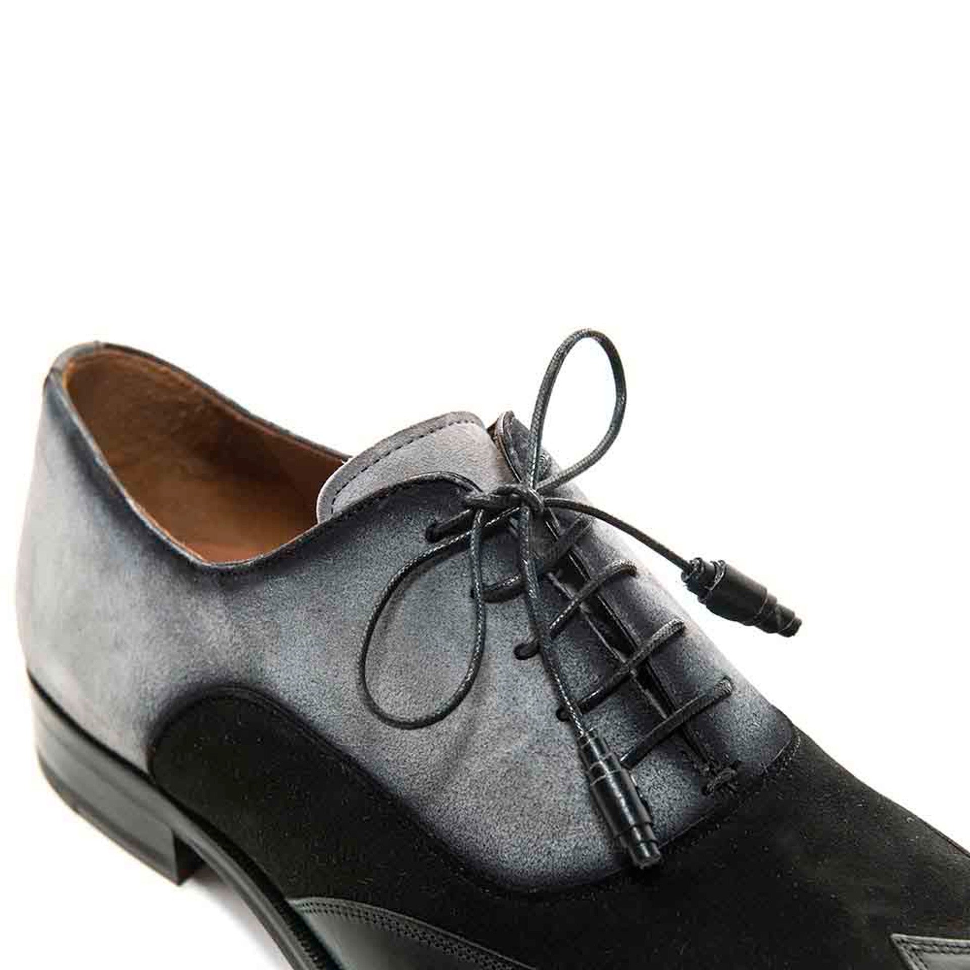Mezlan Black & Grey Suede Wing Tip Oxford