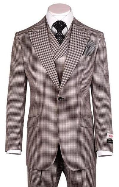 Black and White Wool Wide Leg Suit & Vest