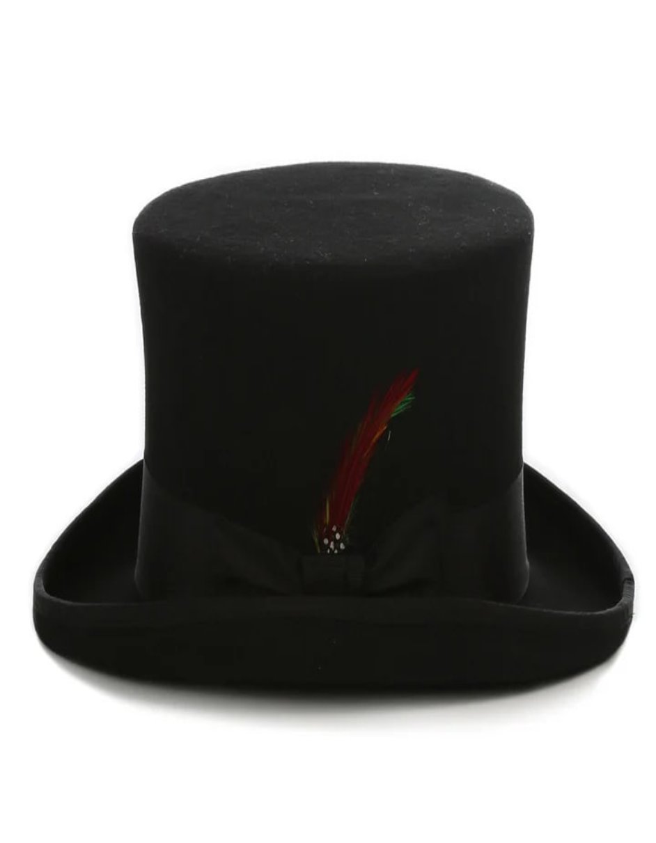 Victorian Steampunk Loden Felt Top Hat – 19th Century Black Dress Hat for Men