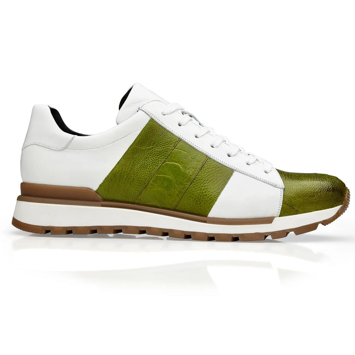 Belvedere Blake Calf & Ostrich Leg Sneaker Lime/White