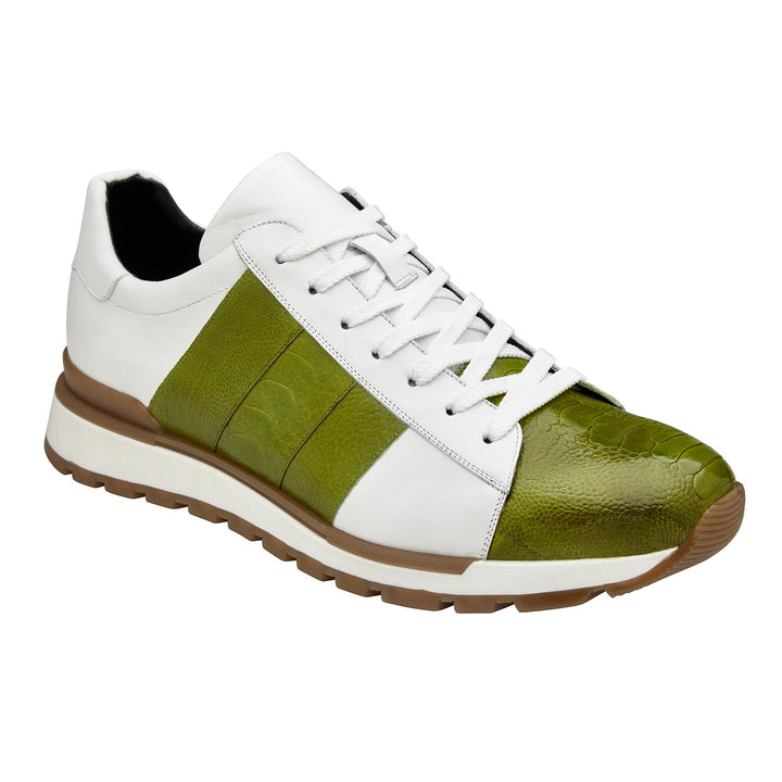 Belvedere Blake Calf & Ostrich Leg Sneaker Lime/White