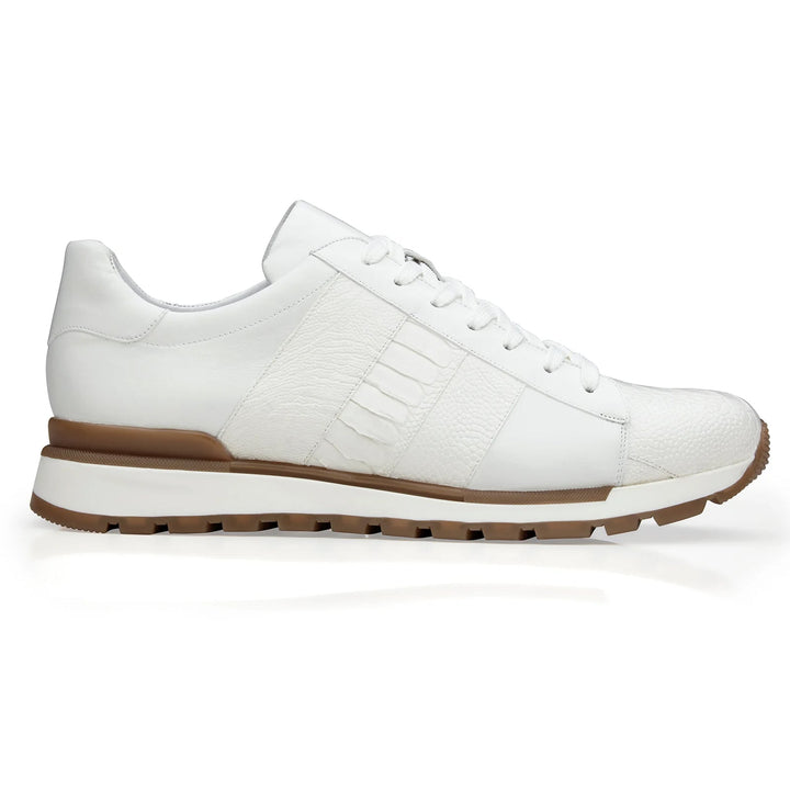 Belvedere Blake Calf & Ostrich Dress Sneaker White