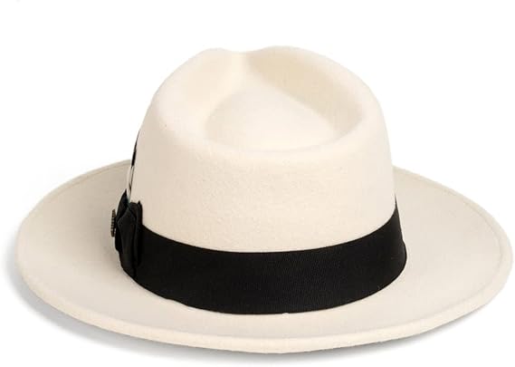 Gangster Wool Fedora Hat With Removable Feather