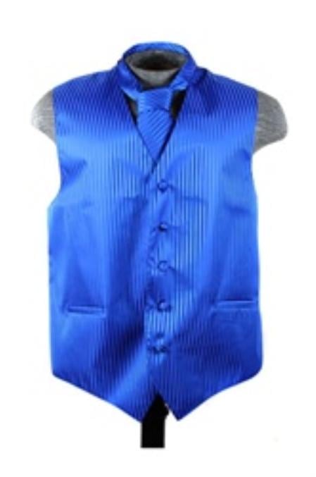Dress Tuxedo Wedding Vest ~ Waistcoat ~ Waist coat Tie Set Blue Buy 10 of same color Tie For $25 Each - Men's Neck Ties - Mens Dress Tie - Trendy Mens Ties