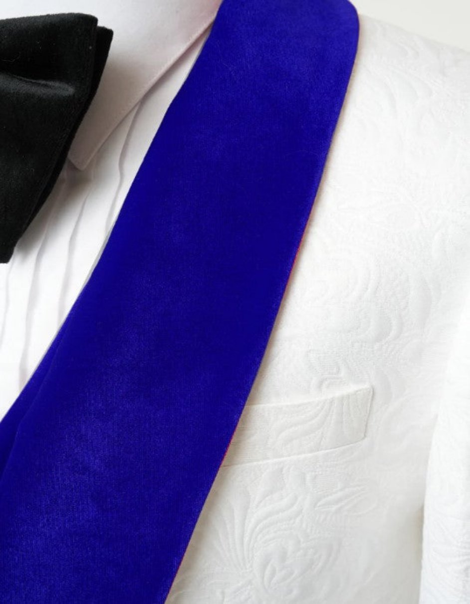 Blue Prom Suit with Velvet Lapel