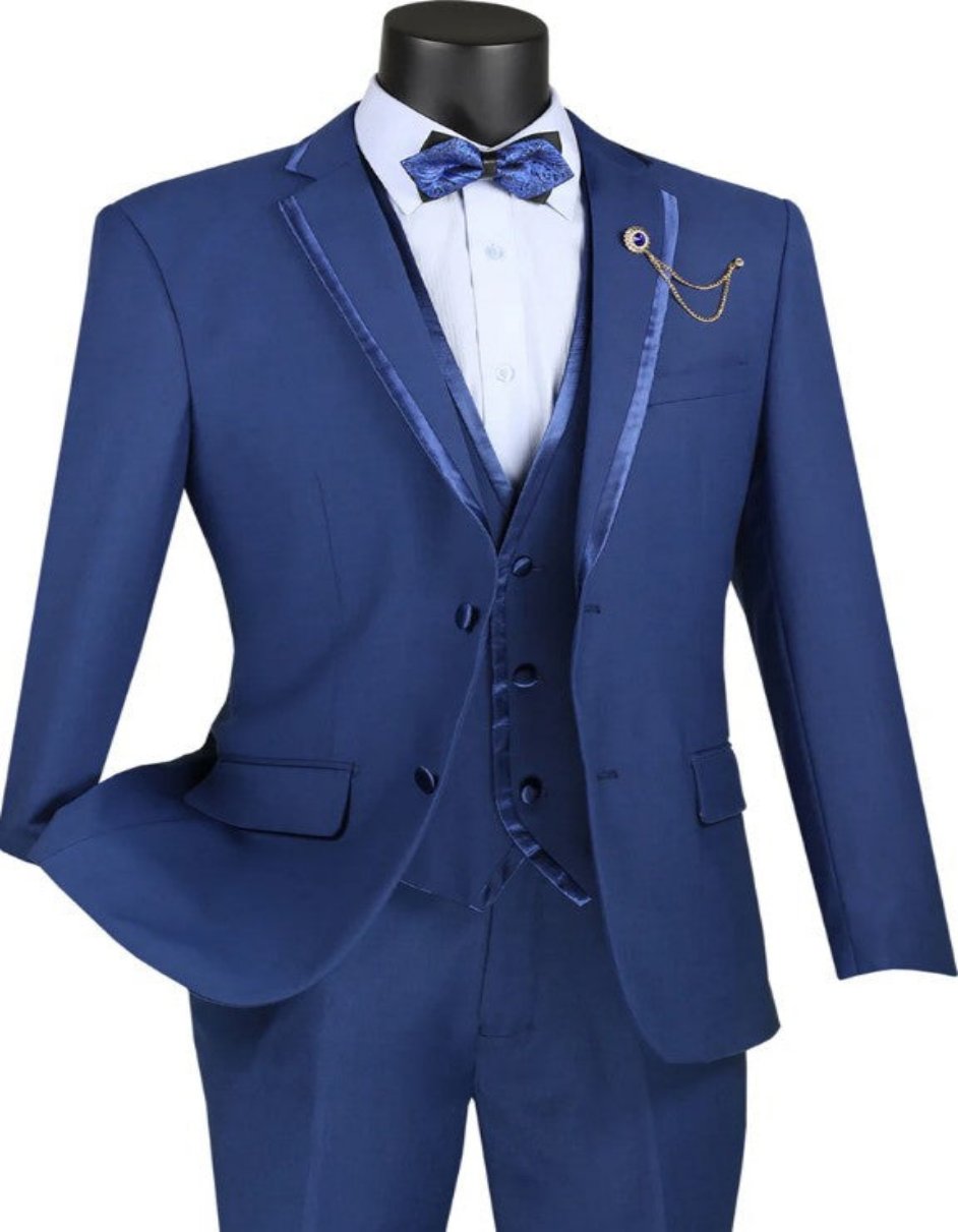 Modern Fit Blue Prom Suit for Guys