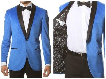 Men's 1 Button Velvet ~ velour Blazer Jacket With Black Trim Shawl Collar Dinner Jacket Blazer Sport Coat Turquoise ~ Aqua Blue