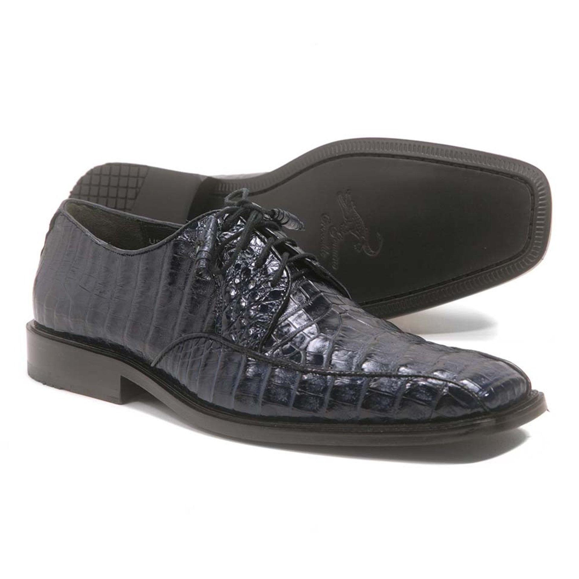 Oxford Blue Caiman Crocodile Leather Oxfords