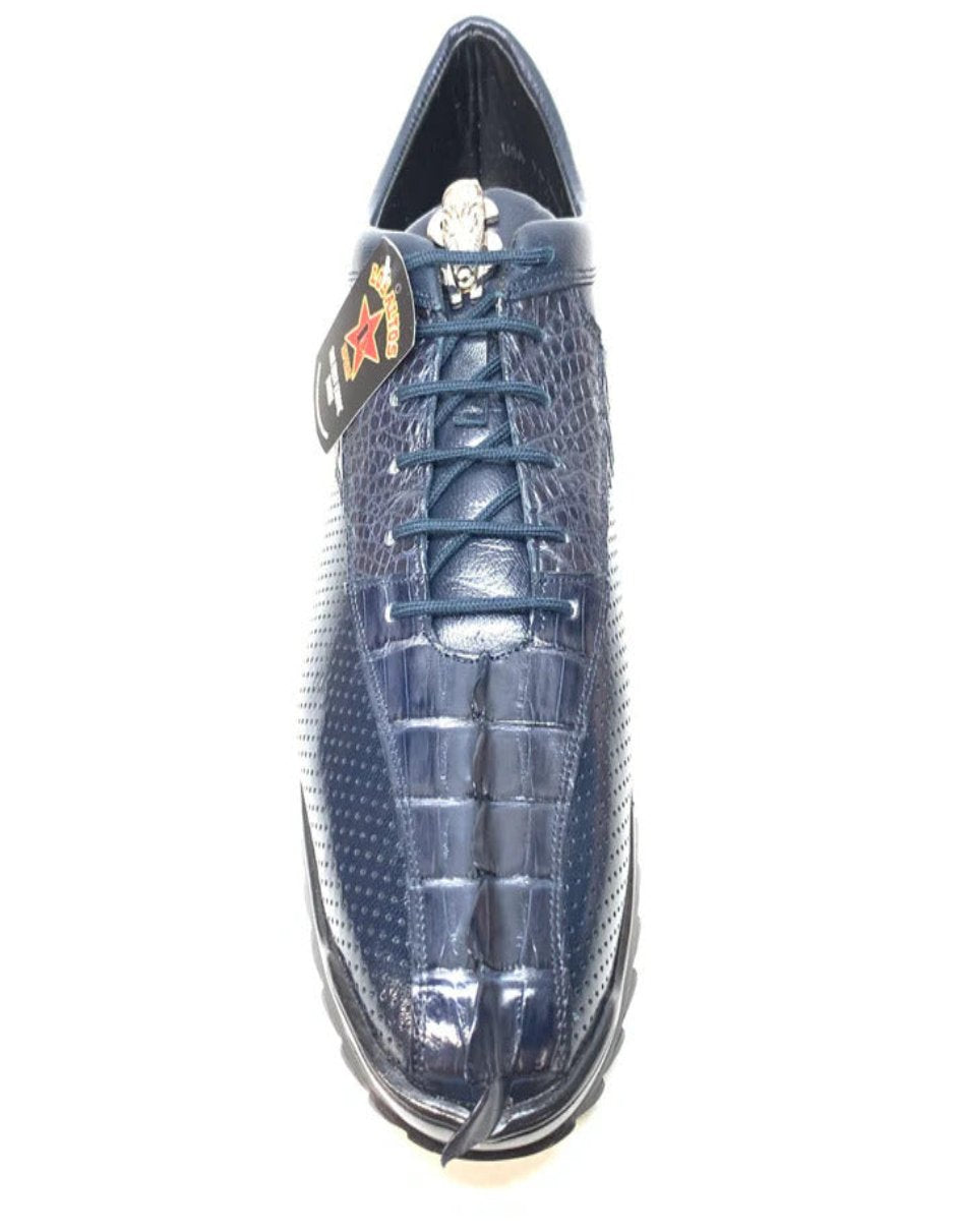 Los Altos Navy Blue Crocodile Tail Sneakers