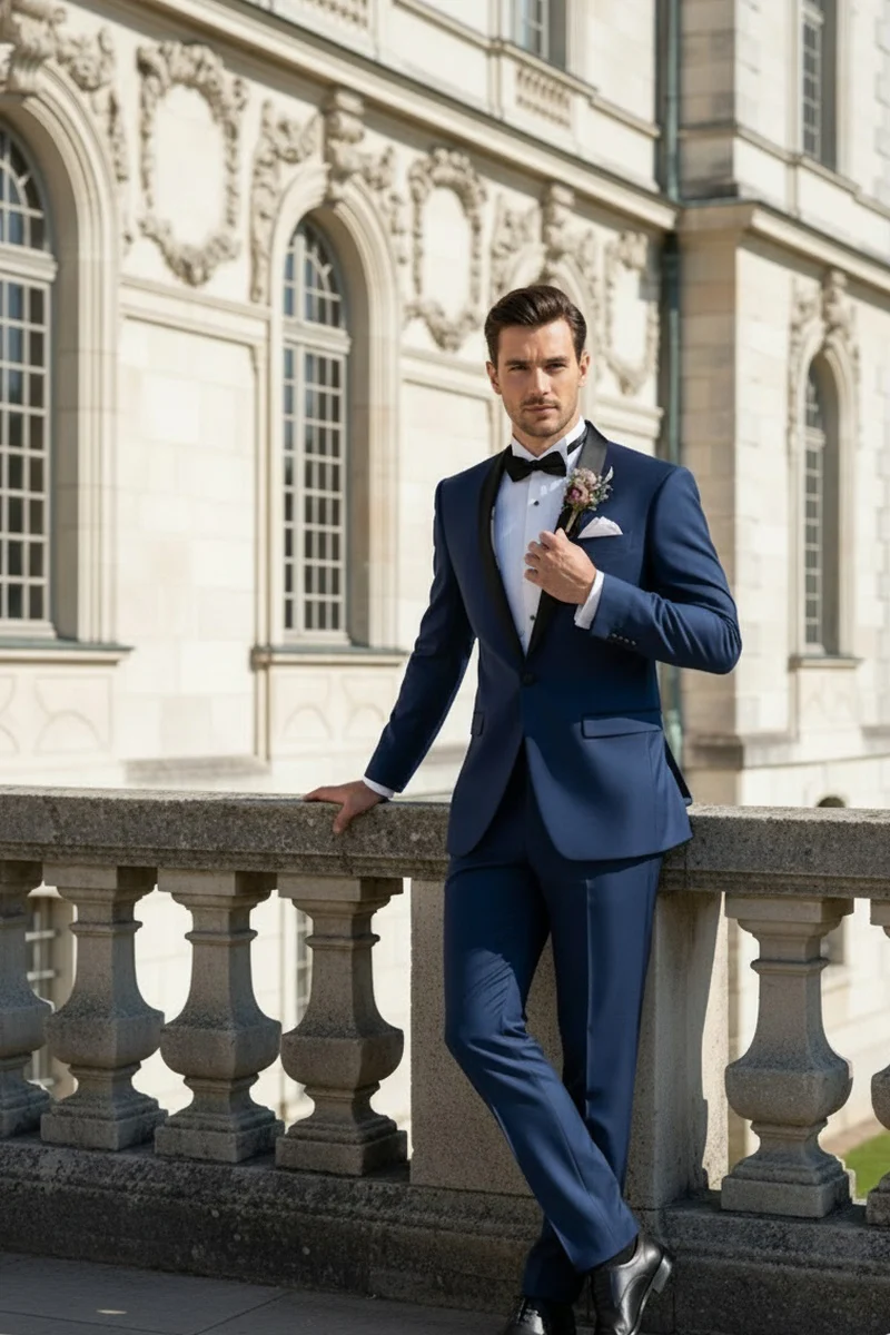 Blue 1-Button Shawl Tuxedo