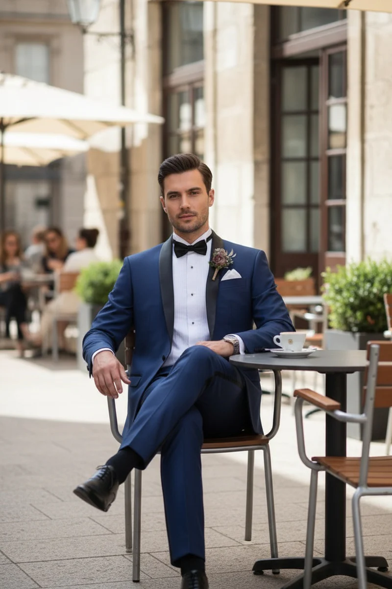 Blue 1-Button Shawl Tuxedo