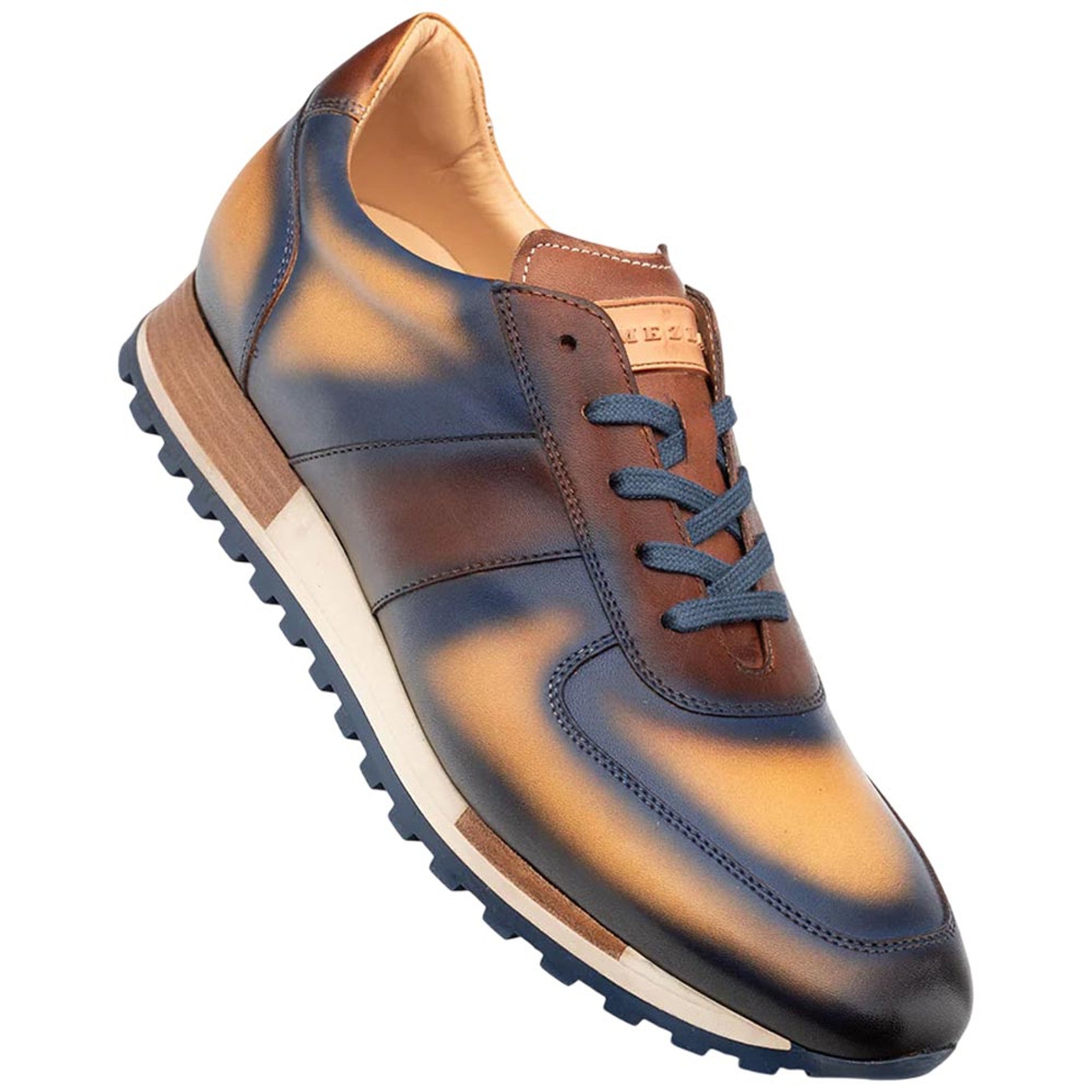 Latini Blue Multi-Tone Calfskin Sneakers by Mezlan