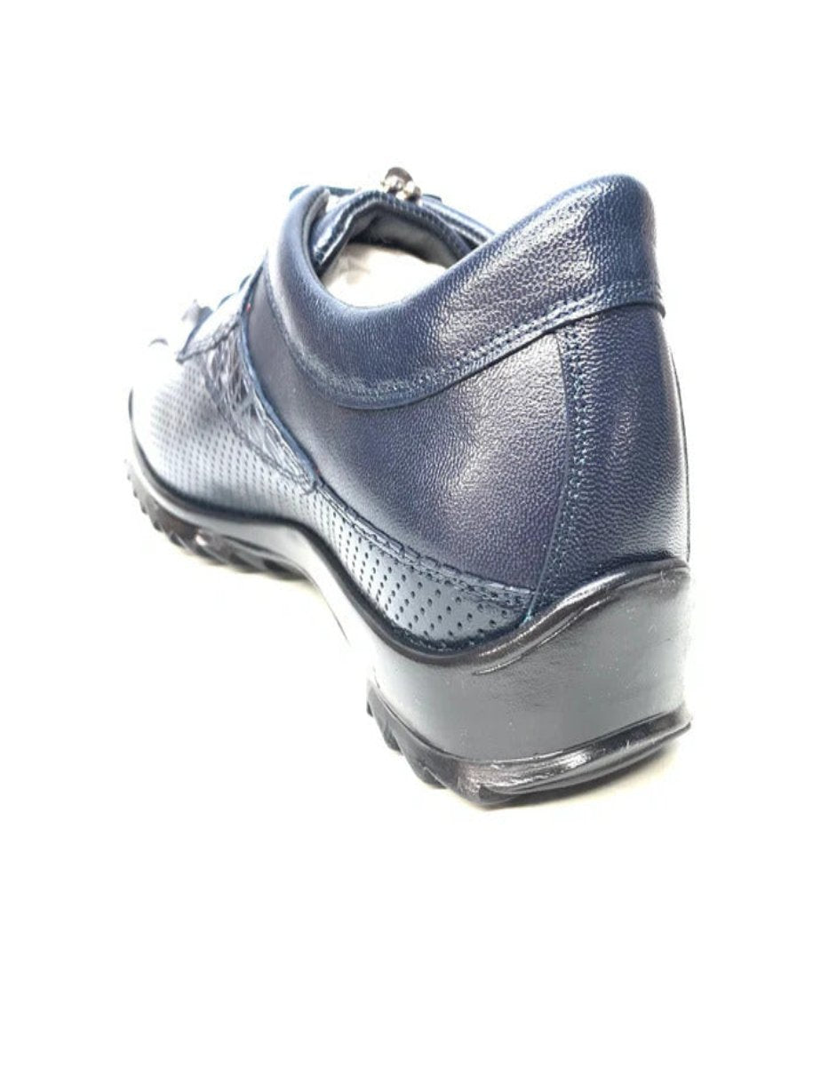 Los Altos Navy Blue Crocodile Tail Sneakers