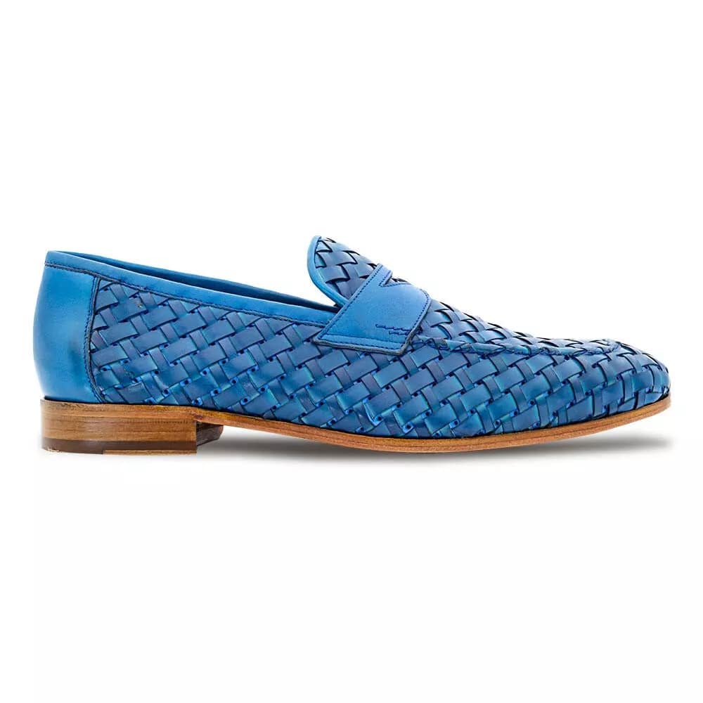 Mezlan Solomeo Blue Jeans Woven Penny Loafer