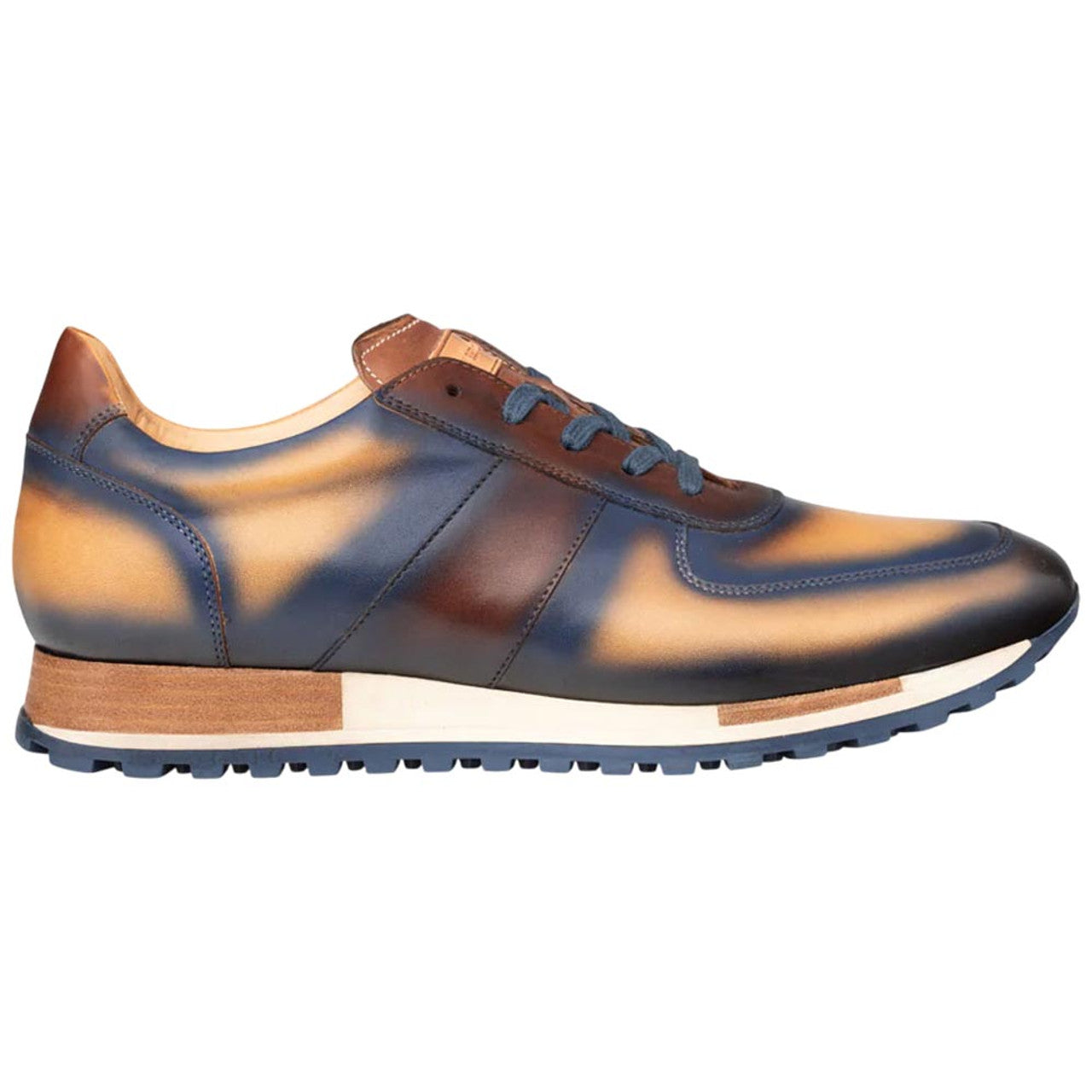 Latini Blue Multi-Tone Calfskin Sneakers by Mezlan