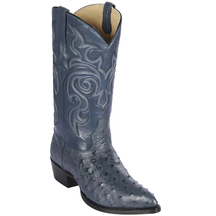 Blue Ostrich J Toe Cowboy Boots by Los Altos