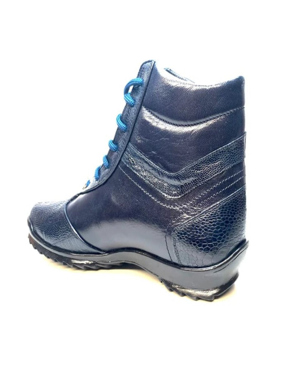 Los Altos Navy Blue Ostrich Leg High-Top Sneakers