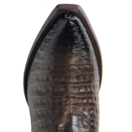 Men's Brown Snip Toe Leather Saddle Vamp Dress Cowboy Boot Cheap Priced For Sale Online