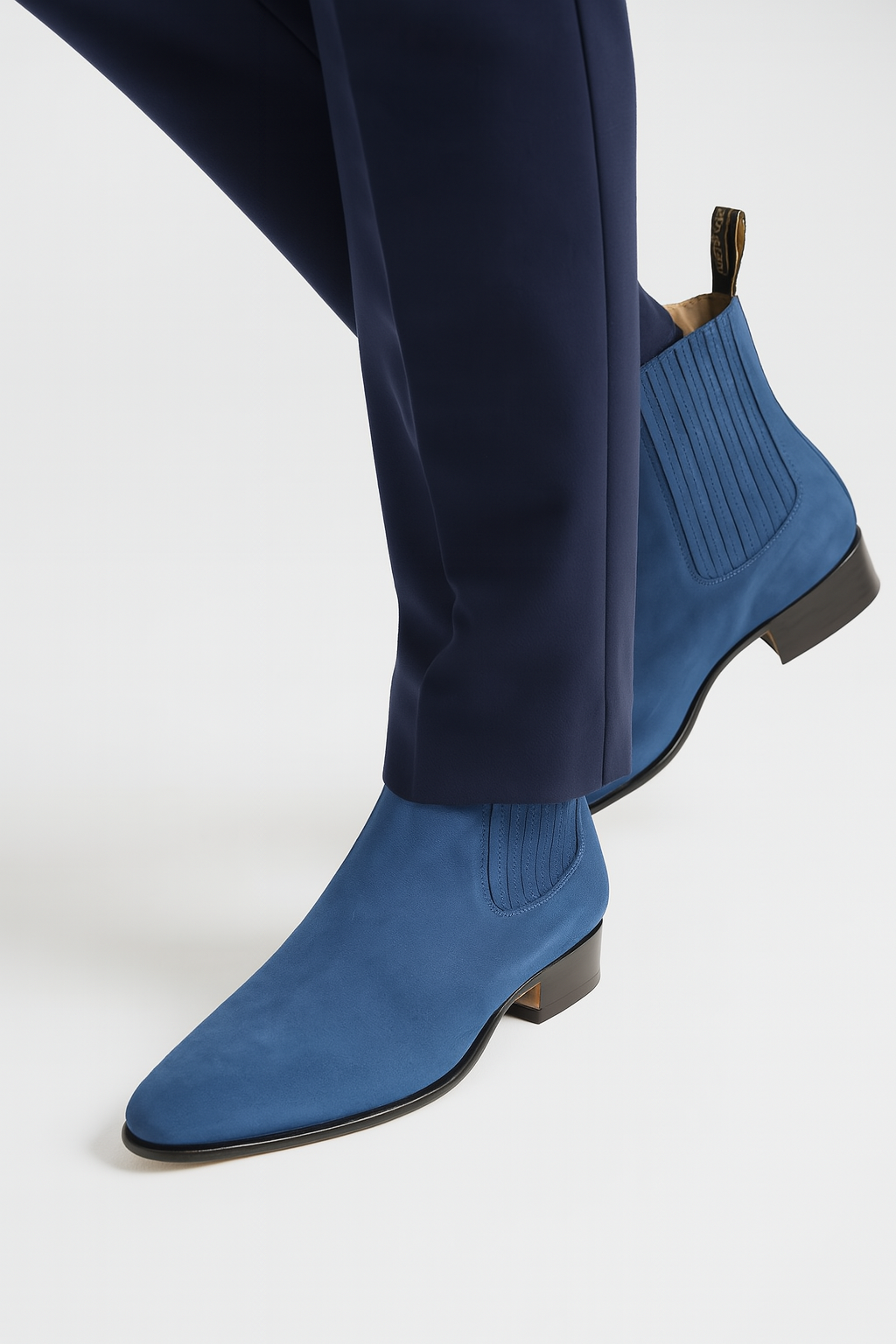 Botin Piel Nobuck LAB-616314 Blue Chelsea Boot