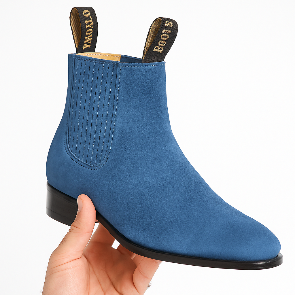 Botin Piel Nobuck LAB-616314 Blue Chelsea Boot