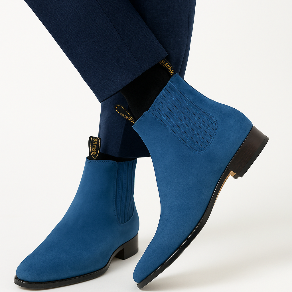 Botin Piel Nobuck LAB-616314 Blue Chelsea Boot