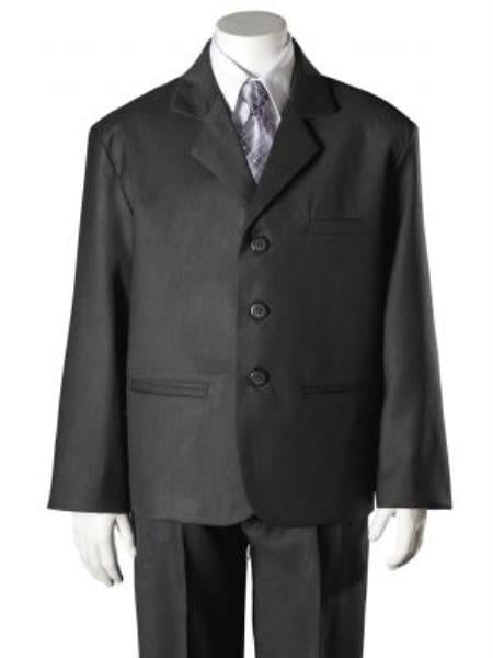 Boy's Dark Grey HULight Kids Sizes Blue 5 Piece Suit Perfect for toddler Suit wedding attire outfits
