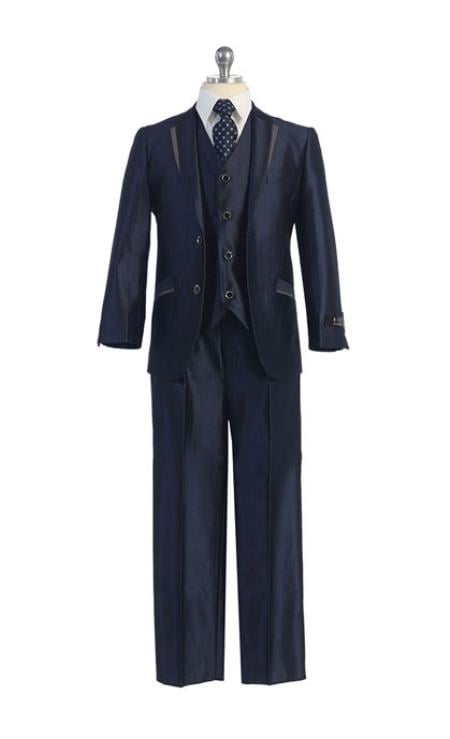 Boys Kids Sizes Tuxedo Suit Dark Navy Suit Perfect for toddler Suit wedding attire outfits With Pant