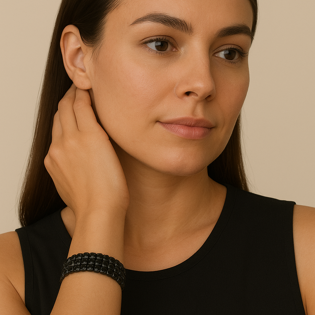 Black Rhinestone Bracelet | Paved Crystal Cuff Accessories