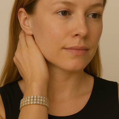 Gold Paved Encrusted Rhinestone Bracelet | Formal Dresses Accessories
