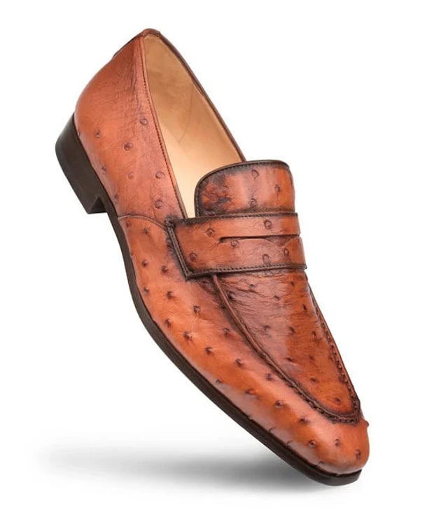 Mezlan Lisbon Brandy Genuine Ostrich MenŸ??s Classic Slip On