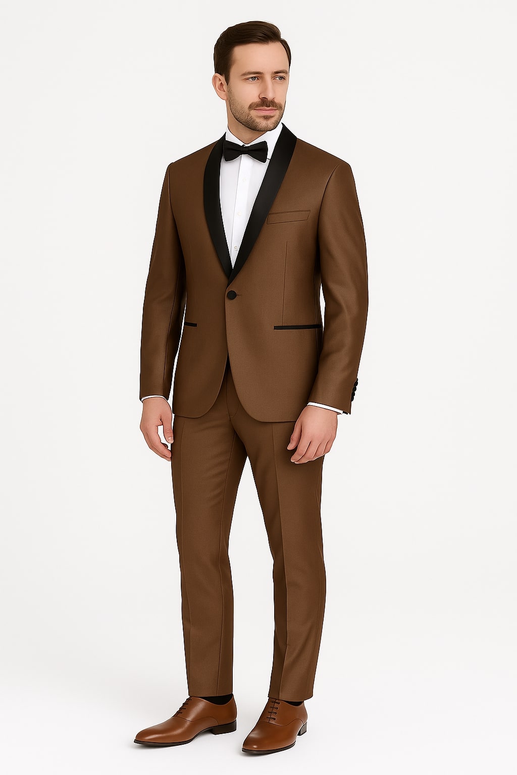 Bronze Satin Shawl Lapel Tuxedo Suit for Men